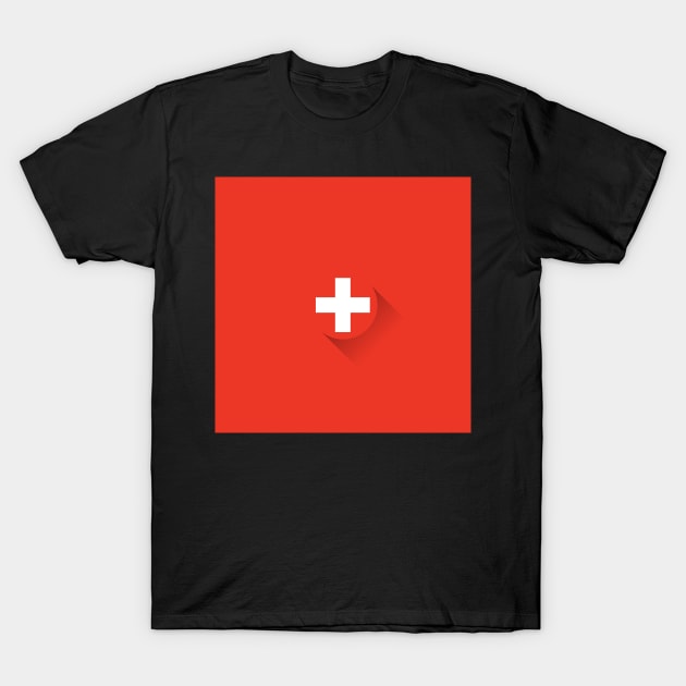 Minimal Swiss Flag T-Shirt by TheVintageChaosCo.